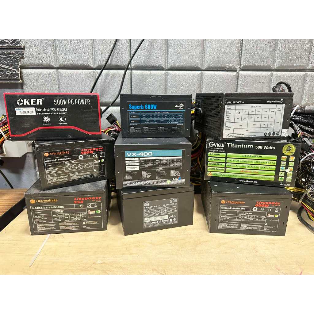 POWER SUPPLY (PSU) วัตเต็ม FULL WATT หลายยี่ห้อ สายยาว อุปกรณ์จ่ายไฟ สำหรับคอมพิวเตอร์ มือสอง ใช้งานได้ปกติ