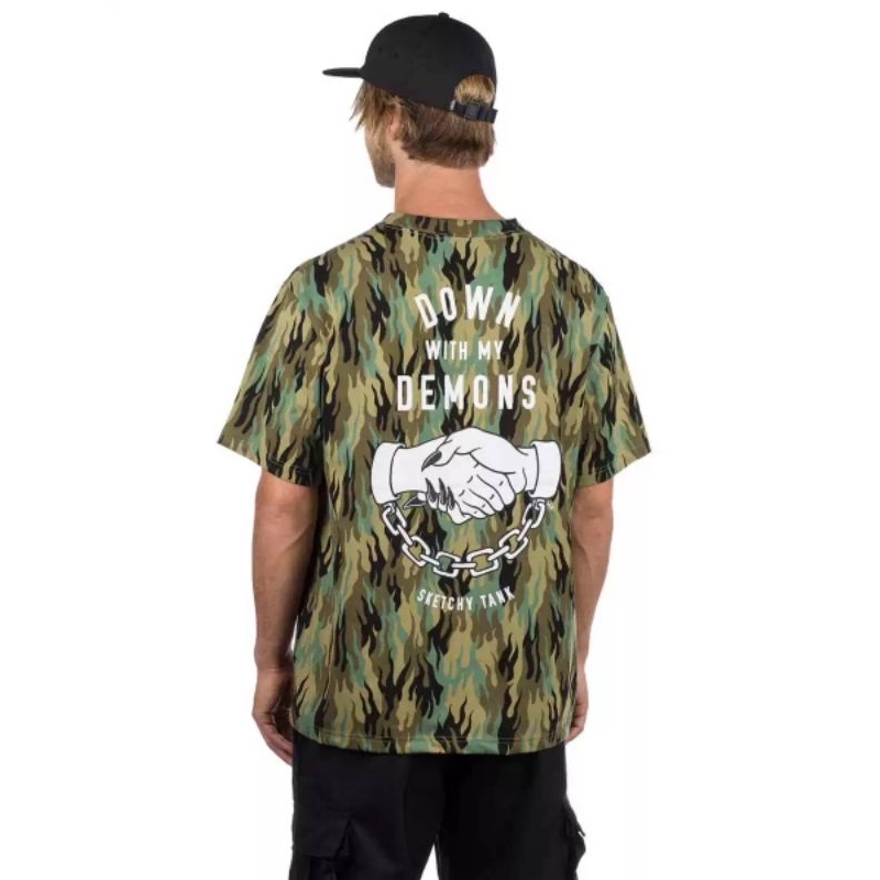 Lurking Class by Sketchy Tank Fuegoflage Demons Camo T-Shirt