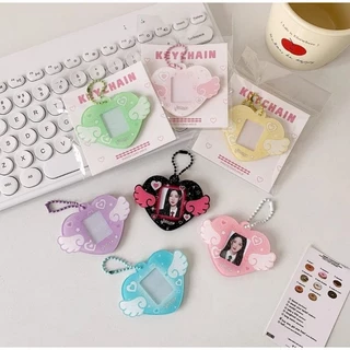 พร้อมส่งจากไทย!!! พวงกุญแจหัวใจ พวงกุญแจกรอบรูปที่ใส่บัตรกลิตเตอร์ งานDIY งานสวยงานเกาหลีสีน่ารัก *ไม่มีปริ้นรูป