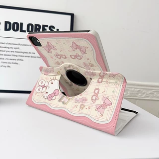 🌻24 ชั่วโมง🌻เคสป้องกัน iPad Air8 Gen9 pink Kitty Air5 หมุนได้ 360° Air7 เหมาะกับ mini7 Gen11 gen12