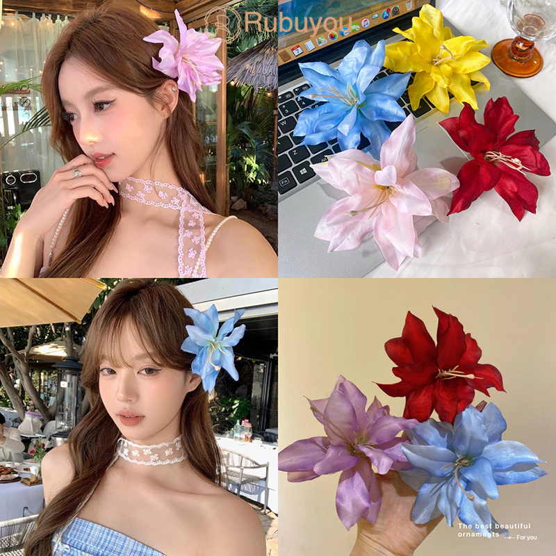 Rubuyou กิ๊บดอกลิลลี่ 3D สไตล์เกาหลี แฟชั่นผู้หญิง