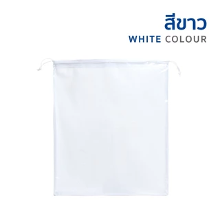 ถุงเชือกรูดใส่ของอเนกประสงค์ วัสดุ PVC และสปันบอนด์ สีขาว และสีเทา