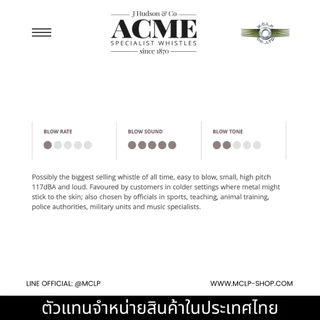 Acme Thunderer 660 Whistle นกหวีดเสียงดัง 117dBA สำหรับกีฬา ครู ทหาร