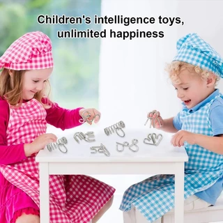 กลเหล็ก ชุดของเล่นหัวเข็มขัดโลหะ ปลดล็อก เสริมพัฒนาการเด็ก 8 ชิ้น Metal puzzle 3 สีให้เลือก