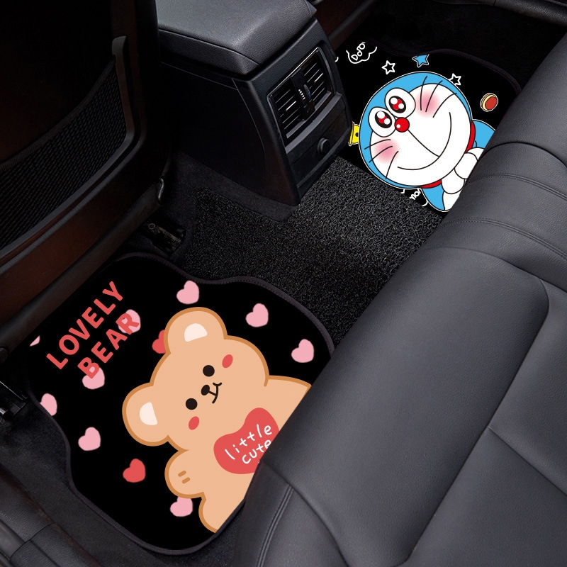 พรมปูพื้นรถยนต์ 4pcs ลายการ์ตูน นุ่มสบายไม่ลื่น สำหรับรถเก๋งรถกระบะ เสื่อวางเท้า - รูปที่ 3