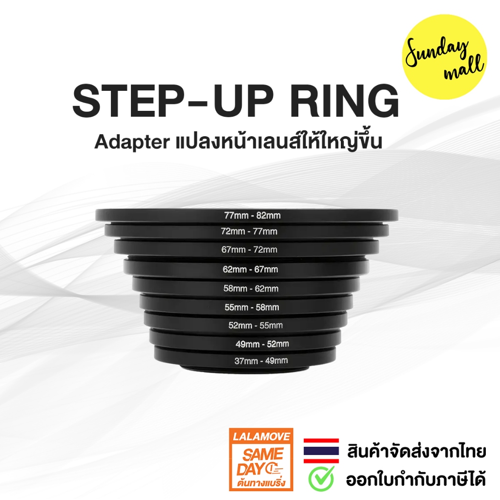 Step up ring adapter แหวนแปลงหน้าเลนส์ให้ใหญ่ขึ้น มีหลายขนาดให้เลือก