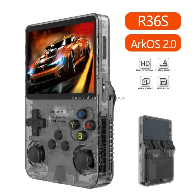 ืNEW R36S 64G 3D Retro mini handheld video game console เครื่องเล่นวิดีโอเกมแบบพกพา15,000+64Gประกัน1ปี