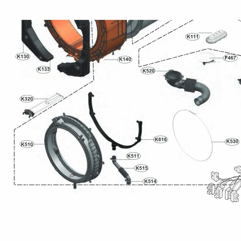 ขอบยางประตูเครื่องซักผ้าฝาหน้า Inverter 15 kg รุ่น F2515SNEG (ตำแหน่ง K510)