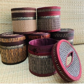 กล่องทิชชู แบบม้วน ทรงกลม ทำจากเสื่อกก