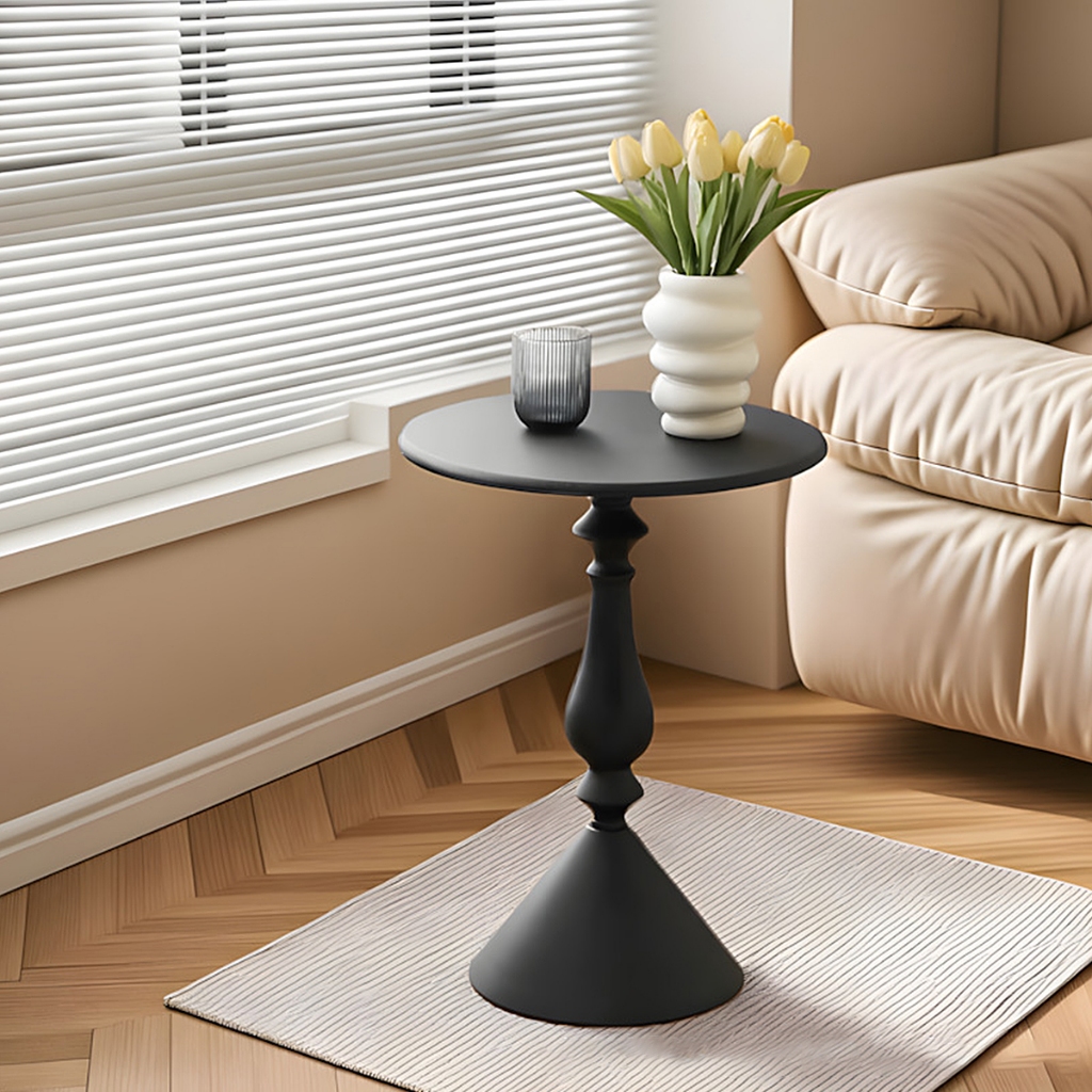 ห้องนั่งเล่นห้องนั่งเล่นย้อนยุคอเมริกันโต๊ะเล็ก ๆ ที่ด้านข้างของห้องนอนโต๊ะทรงกลมสไตล์เรียบง่าย - รูปที่ 2