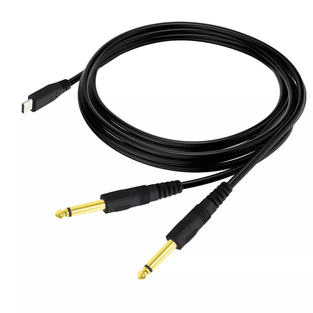 Type C to Dual 6.35mm Male TS Audio Cable USB to 1/4" Cord Y Splitter Speaker 1M