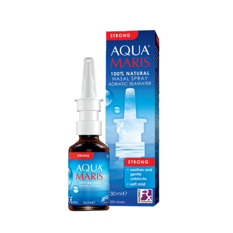 (สำหรับผู้มีอาการคัดแน่นจมูก) Aqua Maris Strong 30 ml อควา มาริส สตรอง สเปรย์น้ำเกลือพ่นจมูก ทำให้น้ำมูกขับออกง่าย