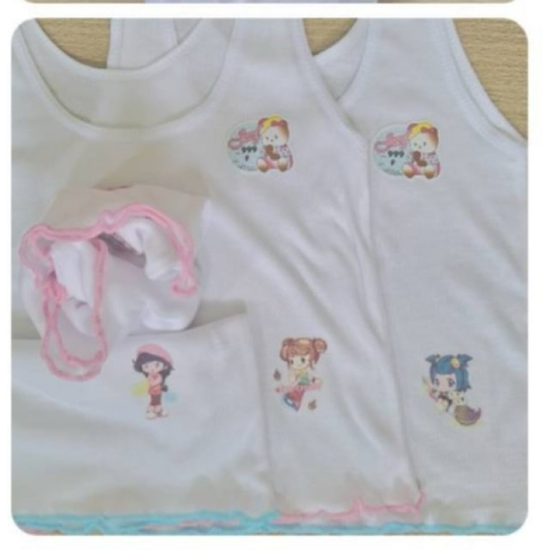 เสื้อกล้ามเด็กหญิง 1แพ็ค 5 ตัว เสื้อกล้ามเด็กหญิงการ์ตูนขอบสี น้อง4-8ปี พร้อมส่ง เสื้อกล้ามเด็กการ์ต