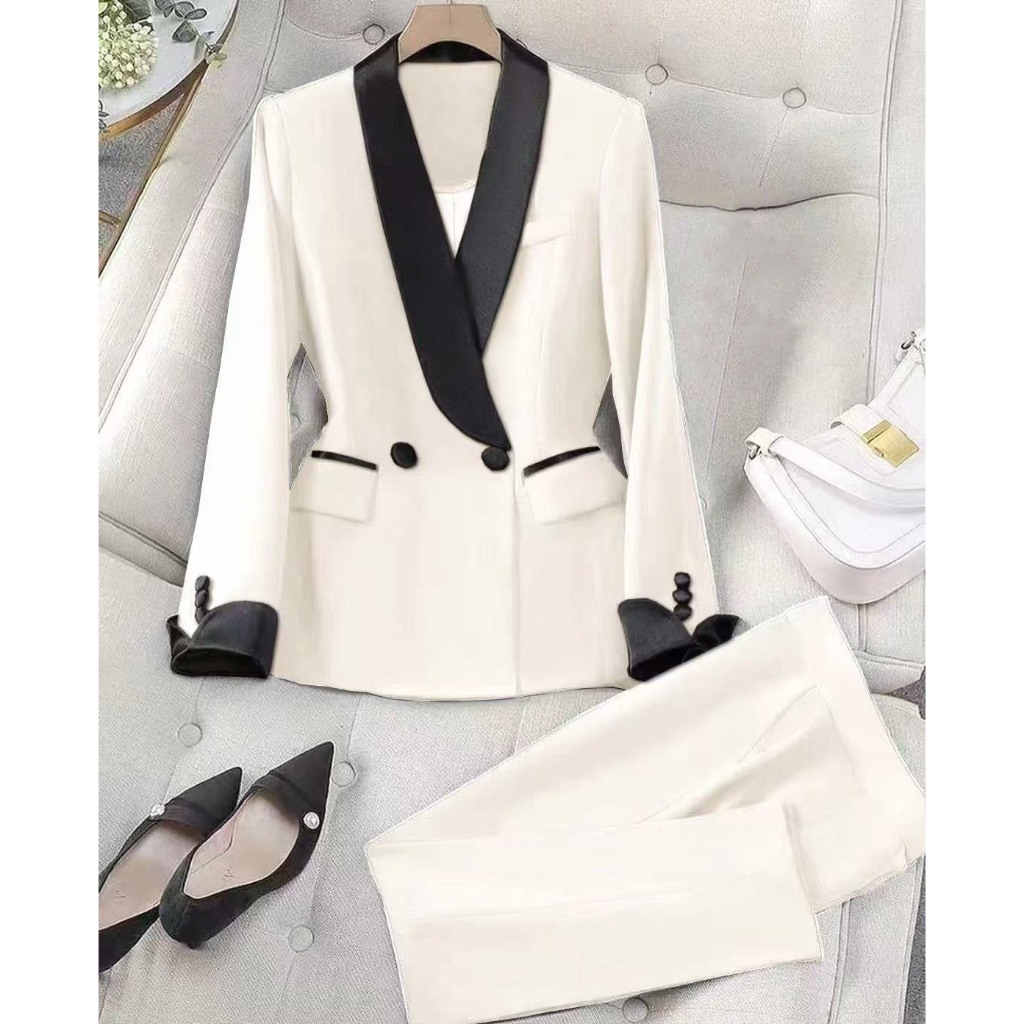 SUIT-25 ชุดเซ็ตสูท ชุดสูททำงาน Blazer สำหรับผู้หญิง S-4XL เสื้อแขนยาว กางเกงขายาว สินค้าพร้อมส่ง - รูปที่ 4