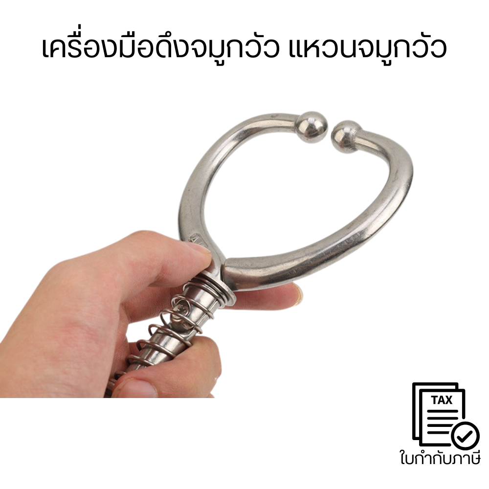 เครื่องมือดึงจมูกวัว แหวนจมูกวัวสแตนเลส ปลอดสนิม ทนทาน ใช้งานง่ายสำหรับควบคุมวัวในฟาร์ม เครื่องมือเลี้ยงวัวคุณภาพ