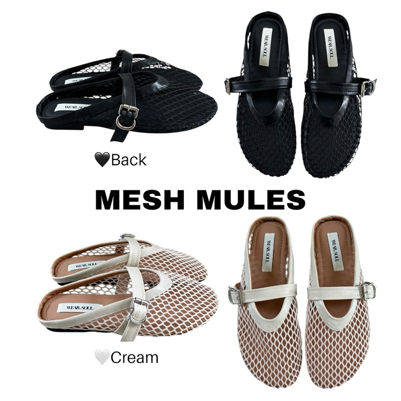 [พร้อมส่ง] WEAR.SOUL #S630-Mesh Mules (รองเท้าตาข่าย รองเท้าส้นแบน รุ่นเปิดส้น)
