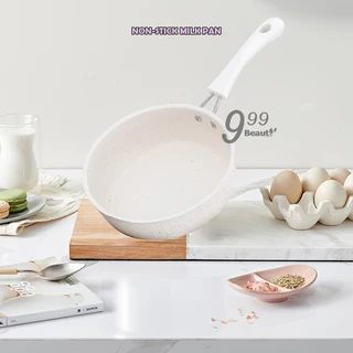 สีขาว กระทะทอดคุณภาพสูง กระทะเทฟล่อน กระทะทอดขนาดใหญ่ ขนาด19cm หม้อ ไม่ติดกระทะ ใช้ได้กับเตาทุกประเภท Z0153