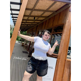 กางเกงขาสั้นยีนส์ งานป้าย Lindaa plus + งานสั่งตัดพิเศษสำหรับสาวอวบอ้วนโดยเฉพาะ