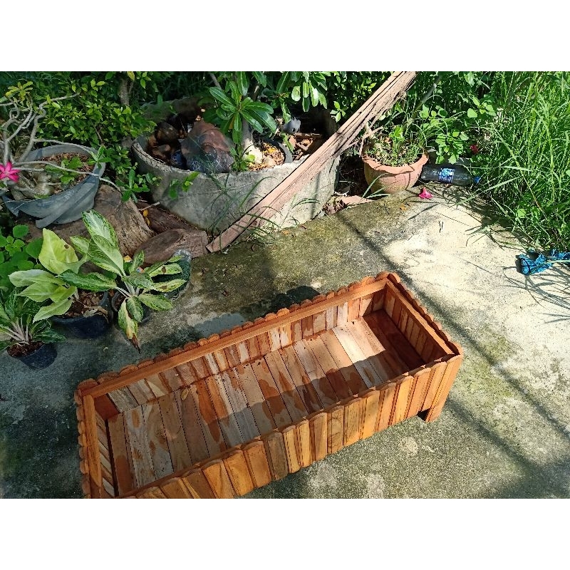 กระถางต้นไม้ กว้าง 20 ซม.สูง30ซม.งานไม้สักแท้ 100% - รูปที่ 2