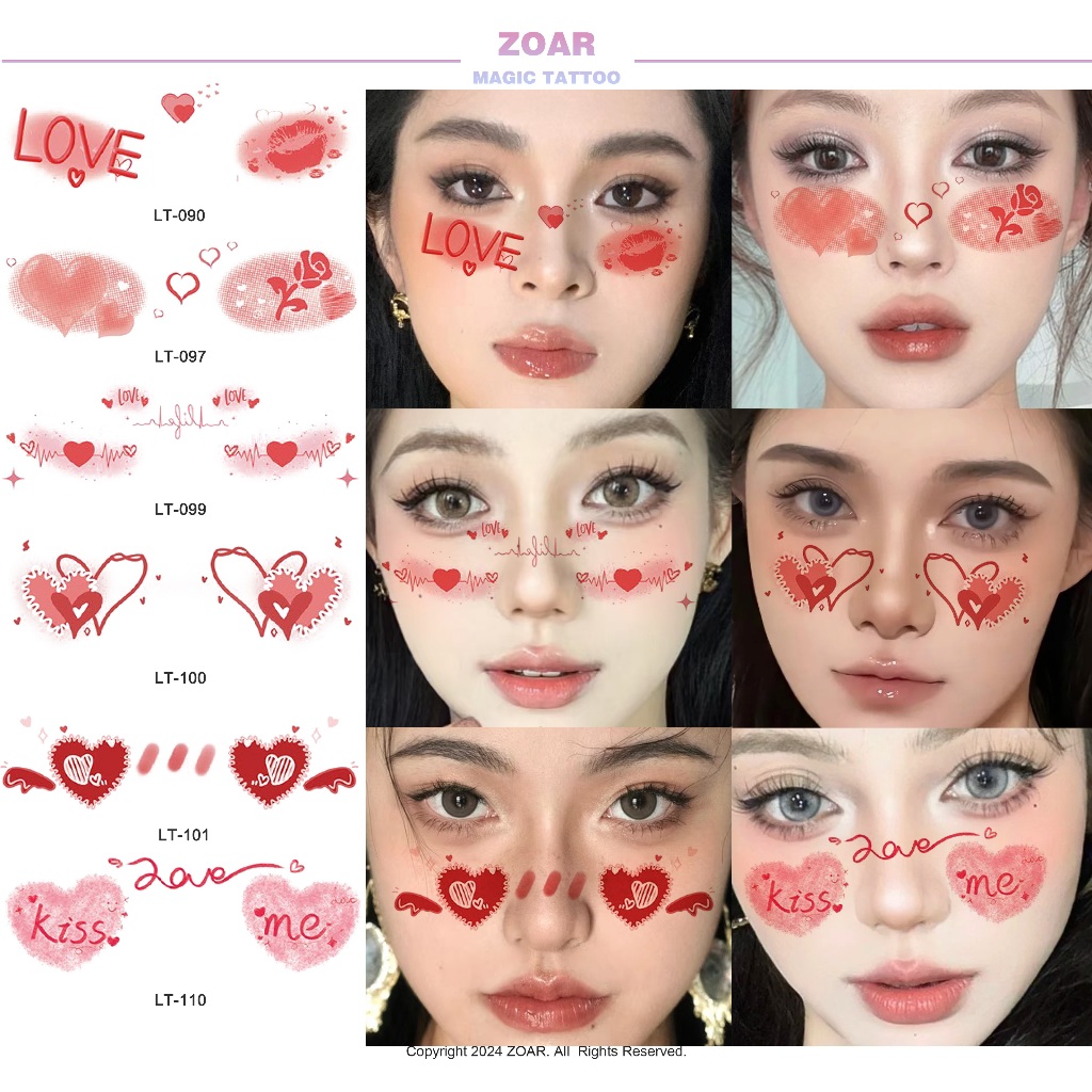 COD⚡แทททู ZOAR🚛LT tattoo สติกเกอร์รอยสักหน้า สติกเกอร์รอยสัก พัฒนาสีทันที สาวๆ รักษาสีได้ 2-3 วัน