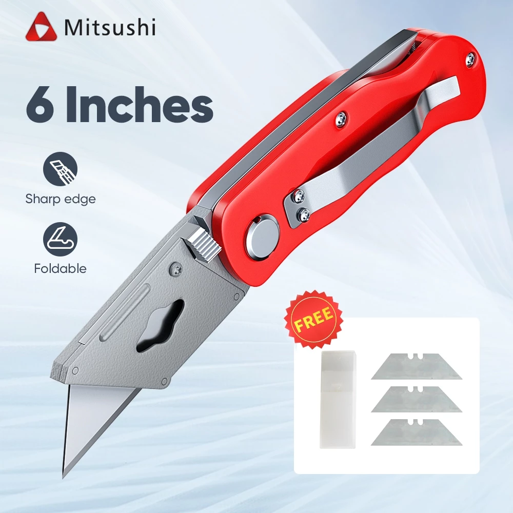 Mitsushi มีดคัตเตอร์ พลาสติก ขนาดใหญ่ คัตเตอร์ มีดคัตเตอร์ พับได้