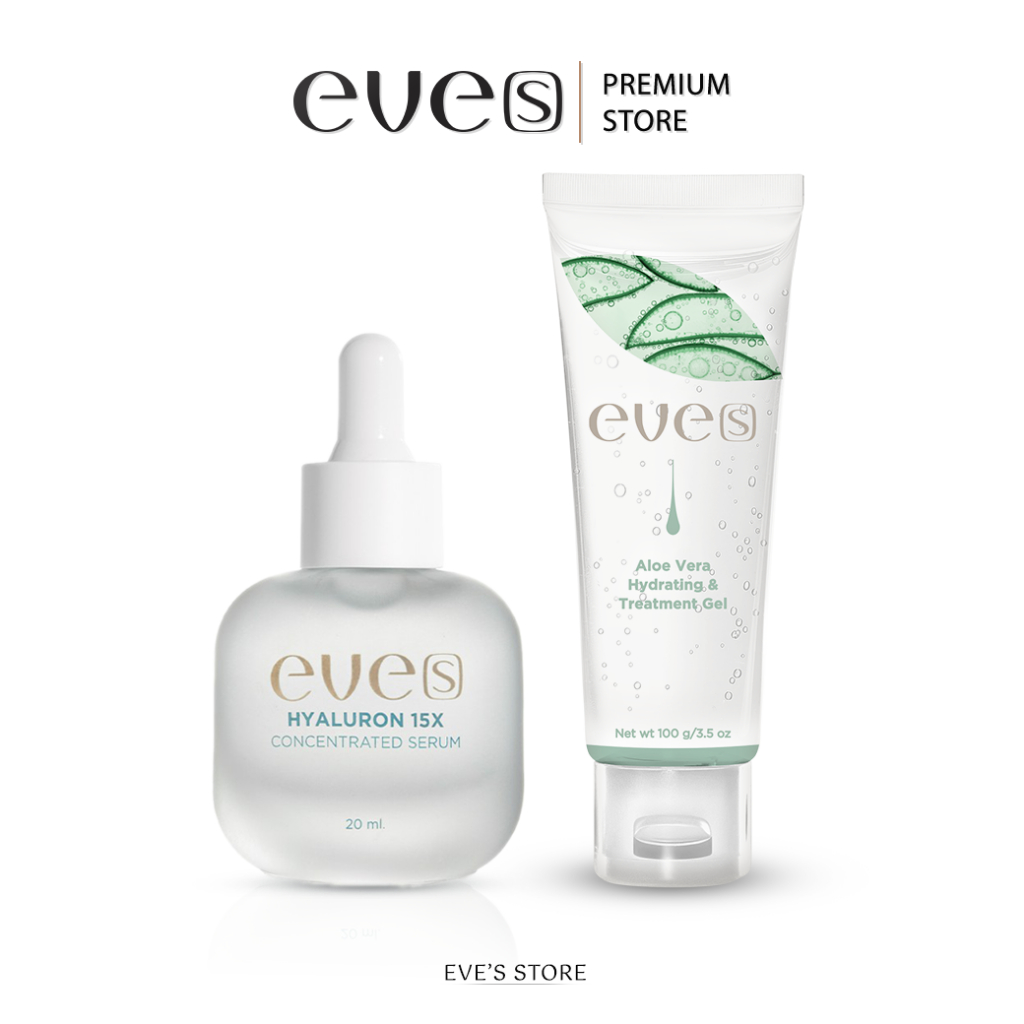 EVES อีฟส์ เซตพื้นฟูผิวหน้า อีฟส์ เจลอโลเวร่า เซรั่มไฮยา ผิวหน้านุ่มเด้ง บำรุงหน้าขาวใส ผิวนุ่มชุ่มชื้น ปลอบประโลมผิว