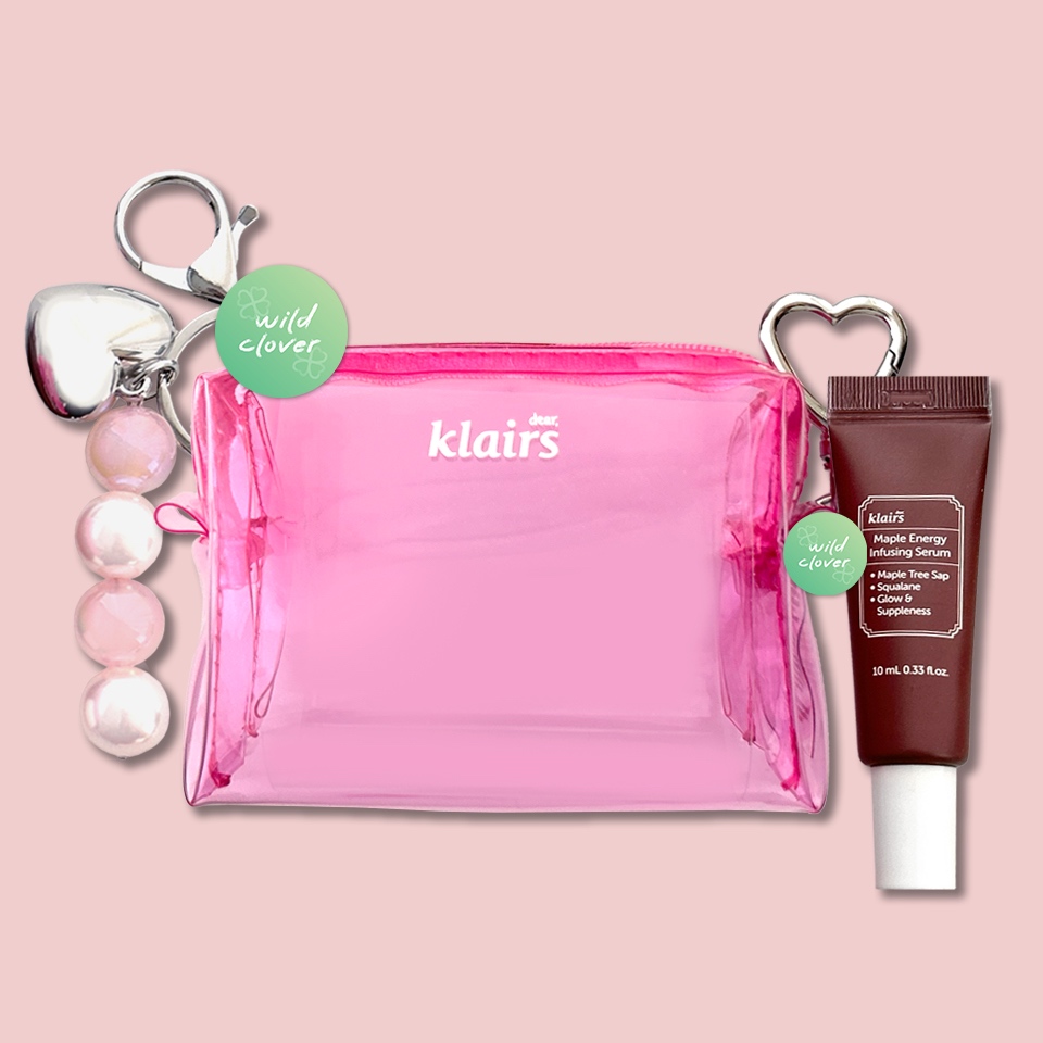 🍀 DEAR KLAIRS : แท้พร้อมส่ง syrup glow skin set : pouch + maple energy infusing serum 10ml + keyring