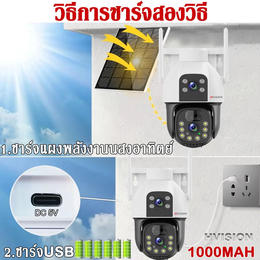 กล้องวงจรปิด ใส่ซิมเน็ต 4G คลาวด์ซิม กล้องใส่ซิม4G กล้องวงจรปิดโซล่าเซลล์ 4K 2เลนส์ กลางคืนภาพสี