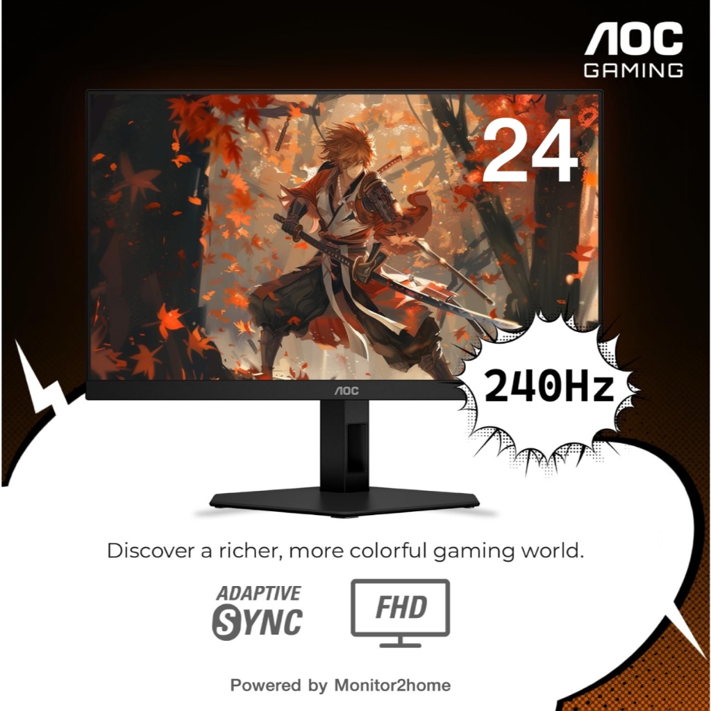 [รุ่นใหม่ล่าสุด] AOC 24G11ZE/67 Gaming Monitor 23.8” FHD Fast IPS, 240Hz Refresh Rate, 0.3ms HDR10 -