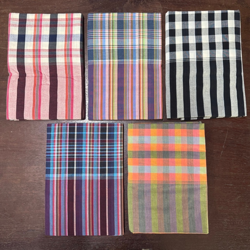 ผ้าขาวม้าบ้านไร่ "เย็บริม" ผ้าฝ้าย ขนาด 90X200 ซม. ตรา ช้างแดง ราชบุรี (05)