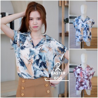 A13 เสื้อเชิ๊ตแขนสั้น คอปก ใส่เที่ยว ผ้าไหมอิตาลีพิมพ์ลาย Ea…