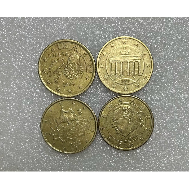 Set เหรียญต่างประเทศ เหรียญ 50 Euro Cent 4 เหรียญ ใช้แล้ว