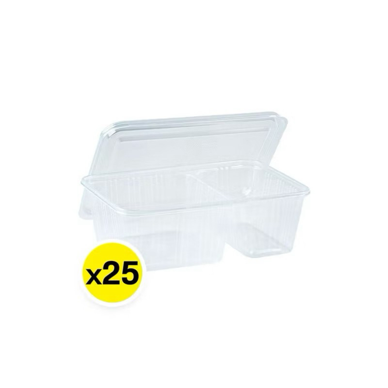 ARO กล่องอาหาร 2 ช่องพร้อมฝา 750มล. 25 ใบ