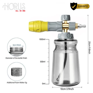 HORUS ปืนฉีดโฟมล้างรถ เครื่องพ่นโฟม 1000ML พร้อมปืนแยกฉีด หัวปรับระดับการพ่นและขนาดของโฟม 5 แบบ วัสดุแข็งแรง