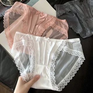 Cherry👙กางเกงในผู้หญิงลูกไม้เซ็กซี่ เป้าสองชั้นระบายอากาศ ผ้าซีทรูโปร่งใส นุ่มสบาย ไม่ร้อน ขนาด M-L