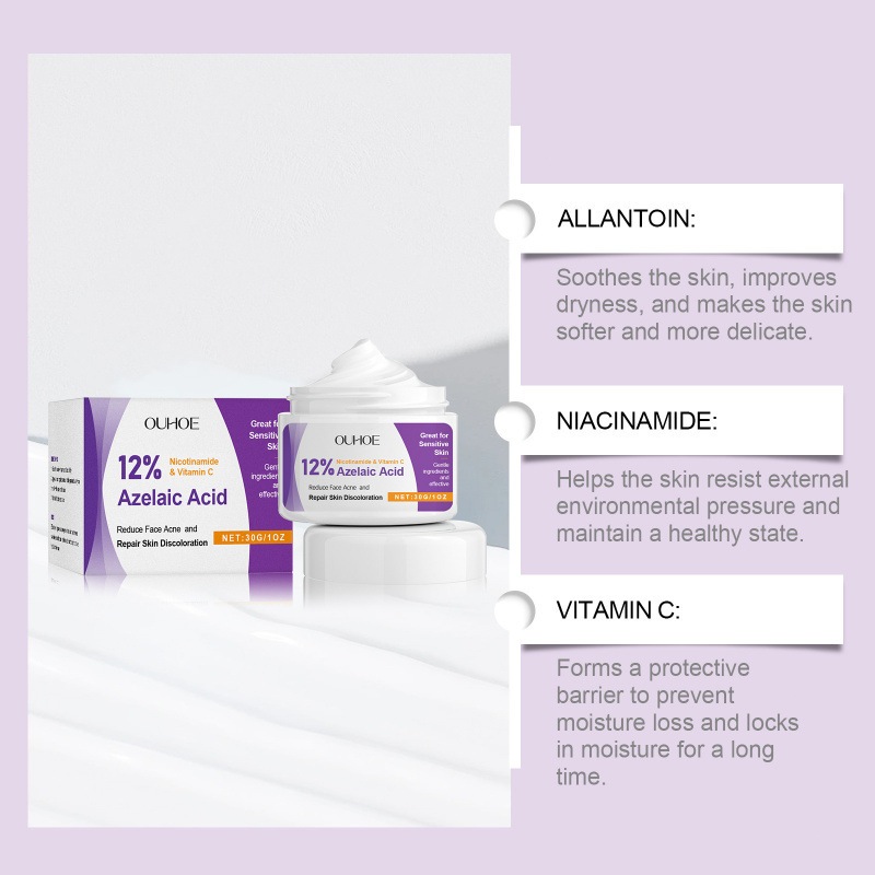OUHOE 12% Azelaic Acid ครีมแต้มสิว Acne Cream เจลแต้ม สิวอักเสบ สิวหนอง สิวซีสต์ ลดโอกาสเกิดรอยดำรอยแดง อ่อนโยน - รูปที่ 3
