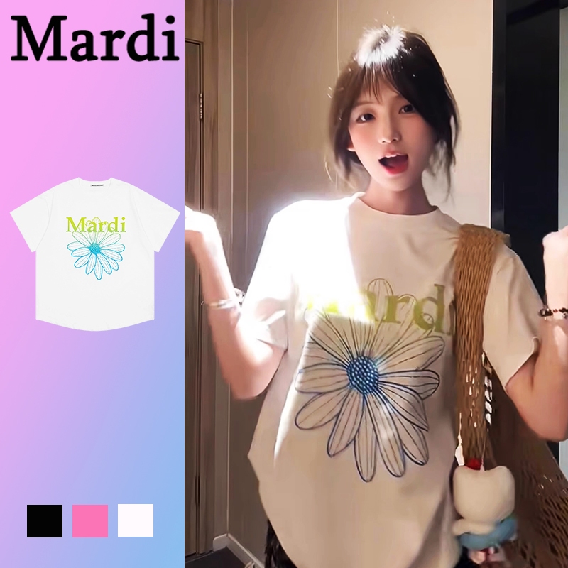 MARDI MERCREDI FLOWERMARDI GRADATION ผู้หญิง เสื้อยืด ฟรีไซส์ พิมพ์ลาย เสื้อเกาหลี สวย แฟชั่น ใหม่ ฤดูร้อน