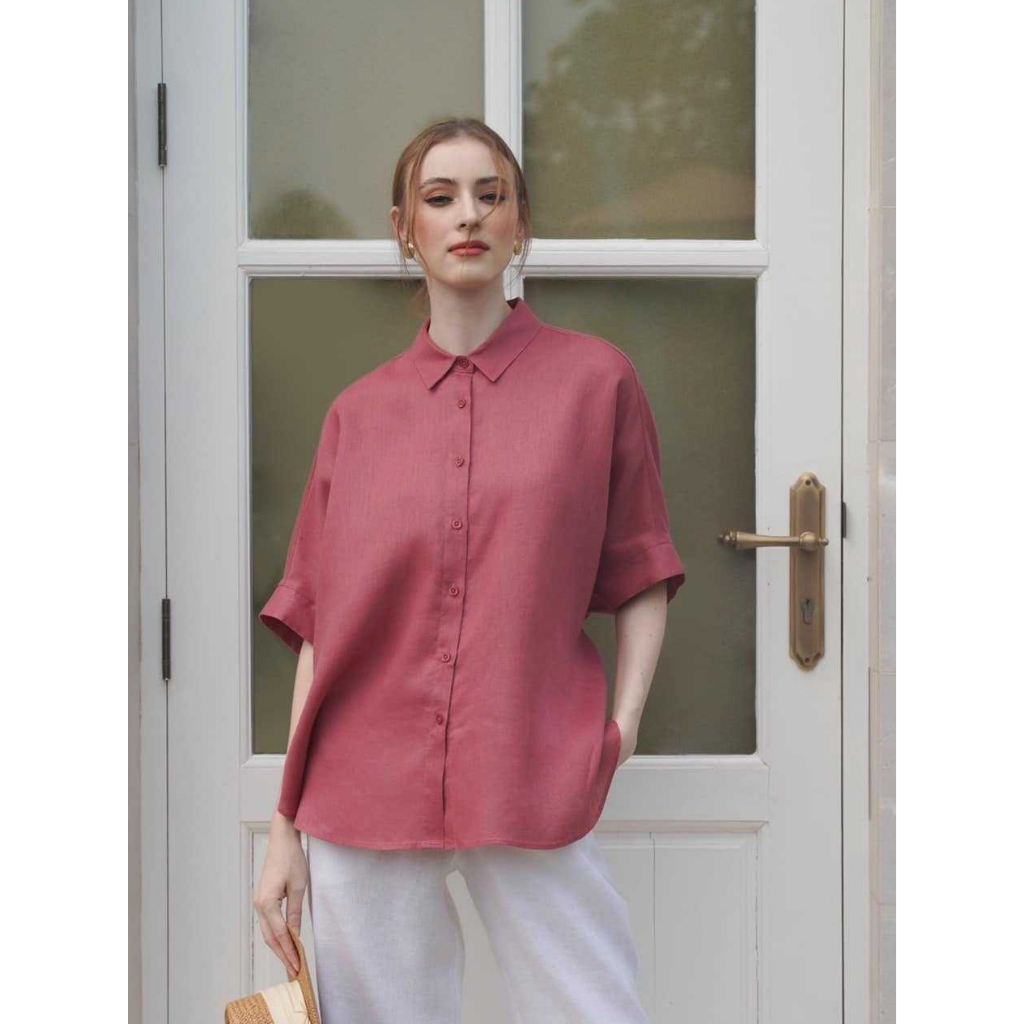 INCO WOMEN เสื้อเชิ้ต เสื้อโอเวอร์ไซส์ คอปก สำหรับผู้หญิง ผ้าลินิน สวมใส่ง่าย สบาย เบา
