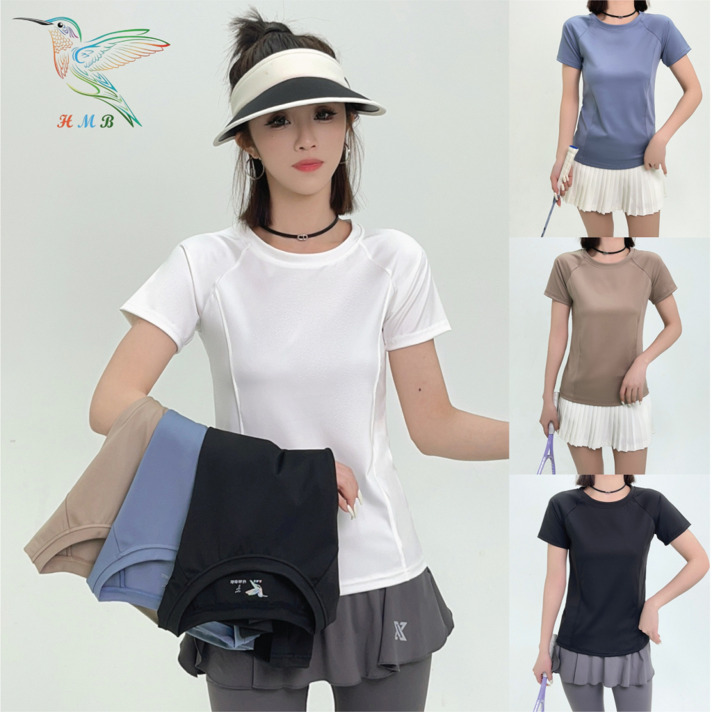 HMB®  เสื้อยืดกีฬา มี2ไซส์ เสื้อคอกลม แขนสั้น ตีเกล็ดหน้า ทรงสปอร์ต เนื้อผ้าไลคร่า ใส่เข้าฟิตเนสได้ t307# tb3072-2xl#