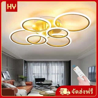 ห้องนั่งเล่นโคมระย้าโคมไฟนอร์ดิกที่เรียบง่ายรอบโคมไฟห้องนอน LED โคมไฟเพดานห้องรับประทานอาหารที่ทันสมัย