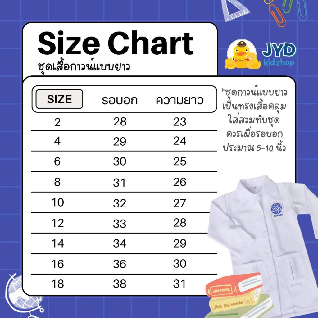 (jyd) ชุดอาชีพเด็ก ชุดนักวิทยาศาสตร์ ชุดกาวน์ ชุดกาวน์นักวิทย์ Scientist TAG thumbnail 7