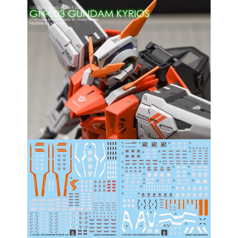 ดีคอลน้ำ DECAL [GHOST] MG 1/100 KYRIOS Gundam 2 แผ่น เรืองแสงแบล็คไลท์