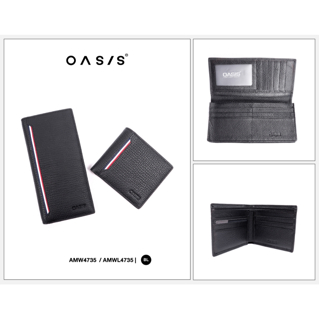 OASIS محفظة جلد طبيعي قصيرة / طويلة — أسود — صورة 3