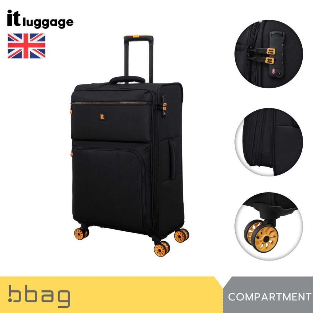 IT Luggage : กระเป๋าเดินทางแบบผ้า น้ำหนักเบาพิเศษ รุ่นคอมพาร์ทเมนท์ (Compartment 3149) : สีดำ