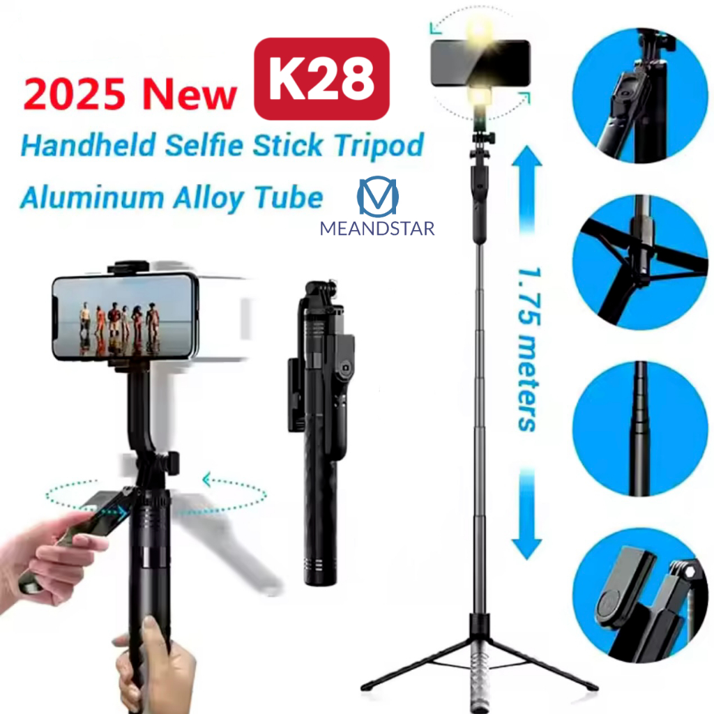 ใหม่ ขาตั้ง 1.75 เมตรยาวพิเศษขาตั้งกล้องมือถือ Selfie Stick เสถียรภาพสำหรับช่างภาพ Livestreamers Vloggers K28
