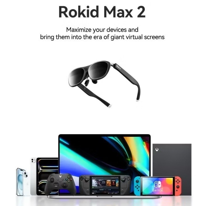 Rokid Max 2 แว่น AR หน้าจอใหญ่ยักษ์ เทียบเท่าจอ 215 นิ้ว ปรับแสงได้ ปรับสายตาสั้นได้ รับประกัน 1 ปี