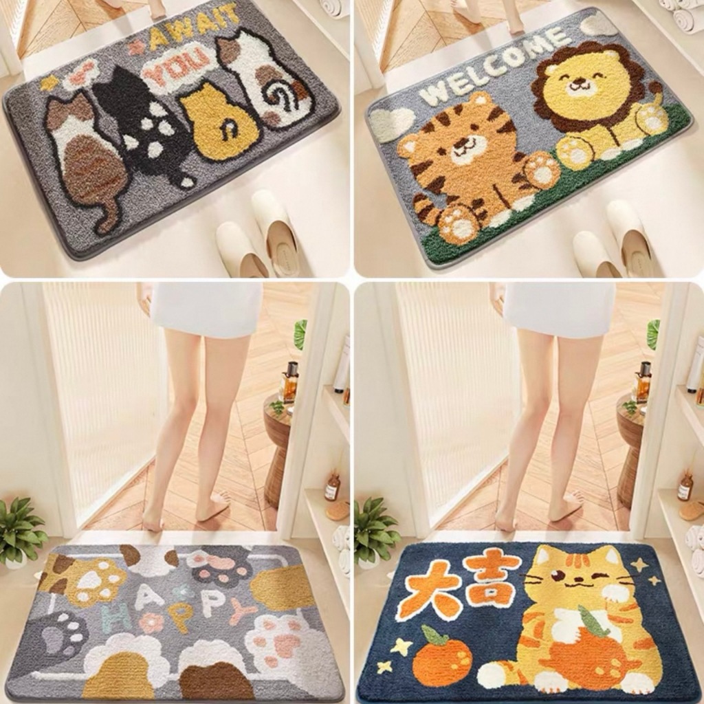 พรมเช็ดเท้า ขนาด40*60cm พรมห้องน้ำ พรมเช็ดเท้าลายการ์ตูนน่ารักแห้งไว พรมซับน้ำดีพรมกันลื่นพรมเช็ดเท้าขนนุ่มซักเครื่องได้