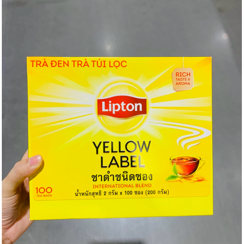 มีซองกระดาษหุ้ม Lipton Yellow label tea ลิปตันชาผงชนิดซอง ฉลากสีเหลือง ชาดำ 100% 100 Sachets Black tea ลิปตัน