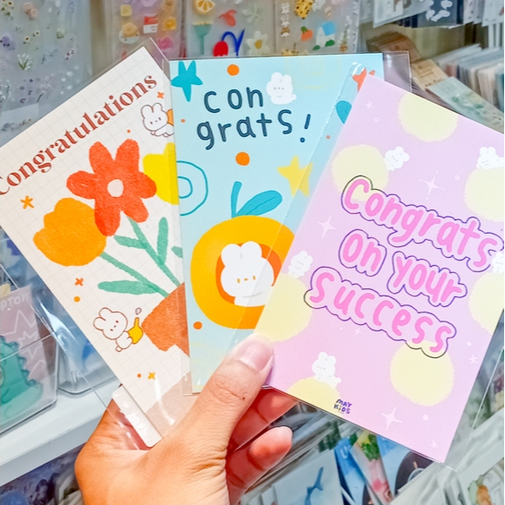 Postcard Congratugation/รับปริญญา 4*6" ลายน้อง Gourmet น้อง Parfait และผองเพื่อน  [Maykids Studio]