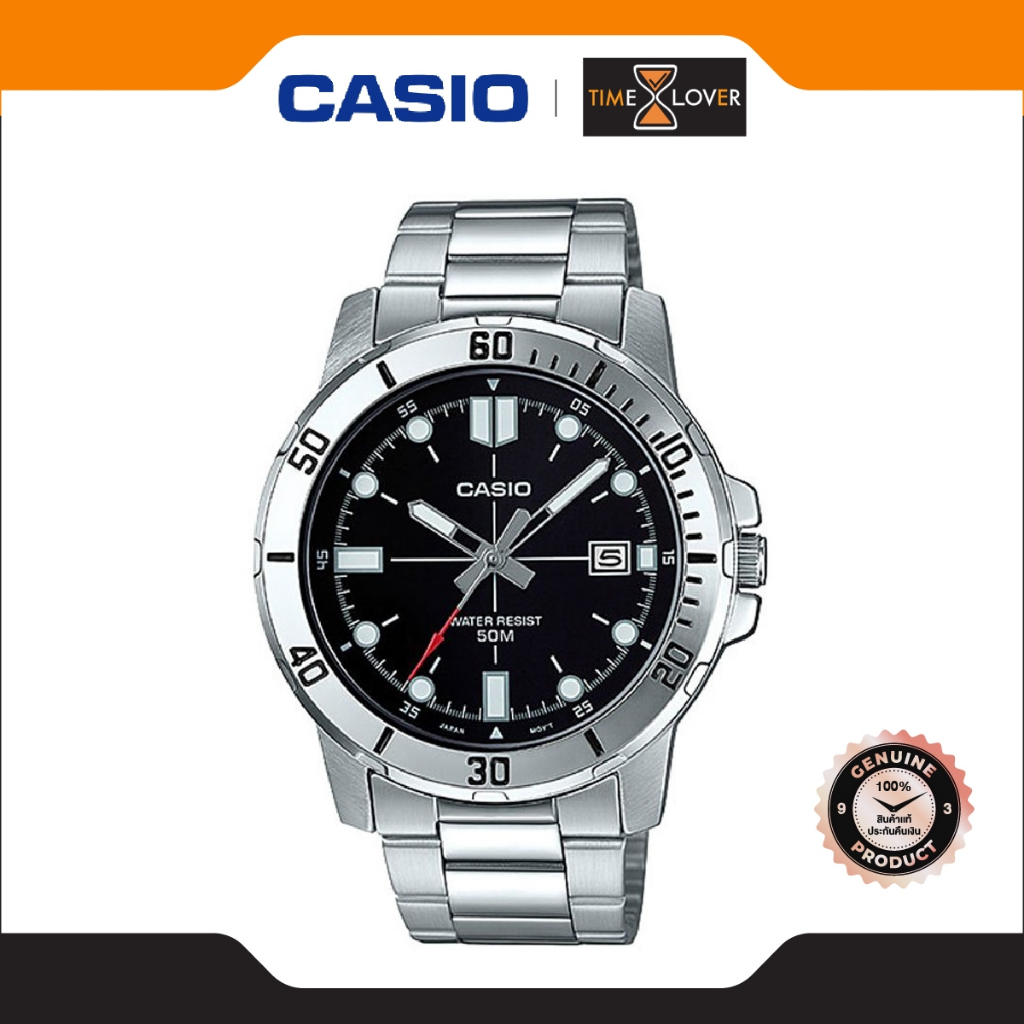 CASIO นาฬิกาข้อมือ CASIO รุ่น MTP-V300D-1AUDF วัสดุสายสเตนเลสสตีล สีดำ